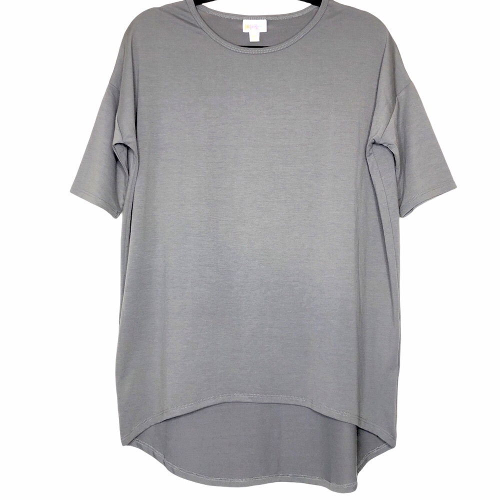 𝅺new - LULAROE Irma Solid Gray High-Low Short Sleeve Top - Size XXS